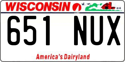 WI license plate 651NUX