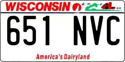 WI license plate 651NVC