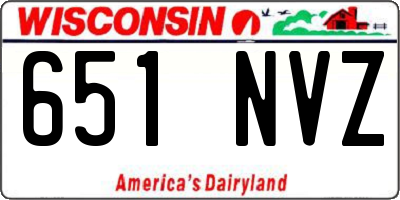 WI license plate 651NVZ