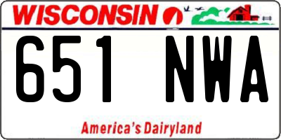 WI license plate 651NWA