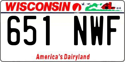 WI license plate 651NWF
