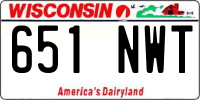 WI license plate 651NWT