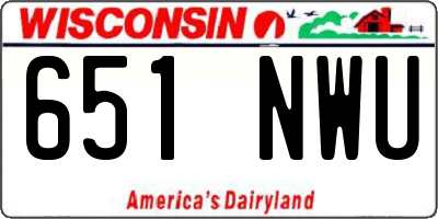 WI license plate 651NWU