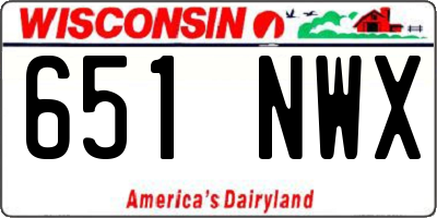 WI license plate 651NWX