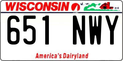 WI license plate 651NWY