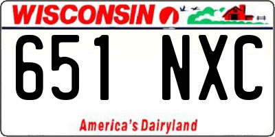 WI license plate 651NXC