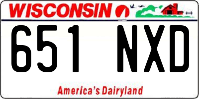 WI license plate 651NXD