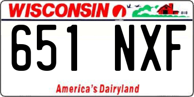 WI license plate 651NXF