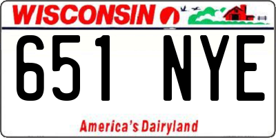 WI license plate 651NYE