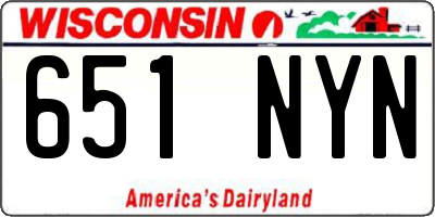 WI license plate 651NYN