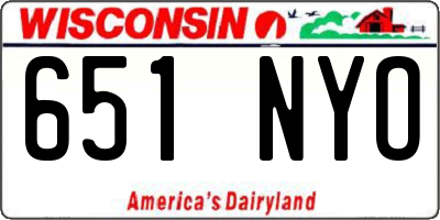 WI license plate 651NYO