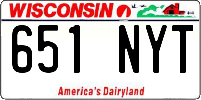 WI license plate 651NYT