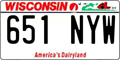 WI license plate 651NYW