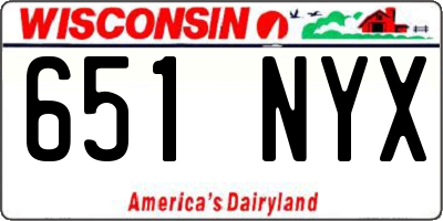 WI license plate 651NYX