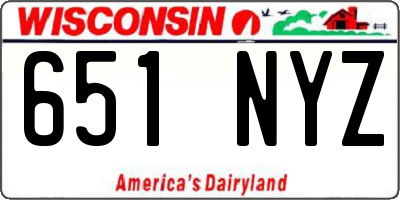 WI license plate 651NYZ