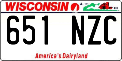 WI license plate 651NZC