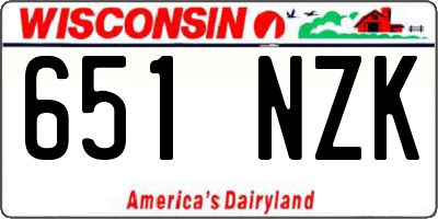 WI license plate 651NZK