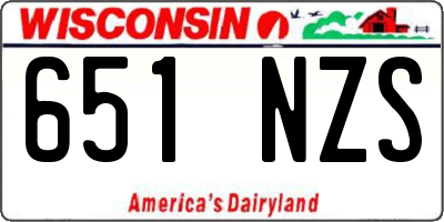 WI license plate 651NZS