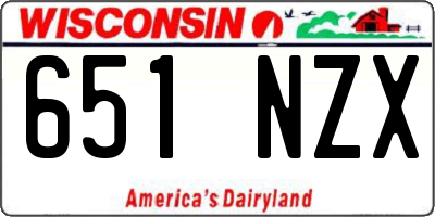 WI license plate 651NZX