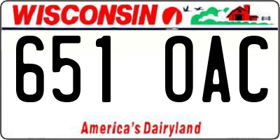 WI license plate 651OAC