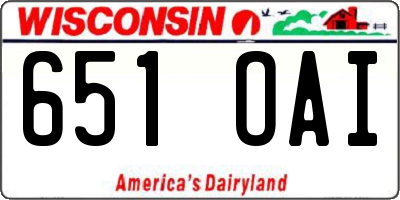 WI license plate 651OAI