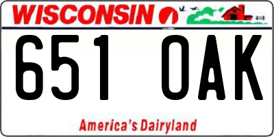 WI license plate 651OAK