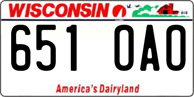 WI license plate 651OAO