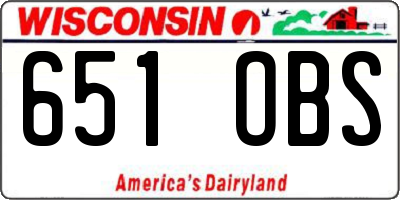 WI license plate 651OBS