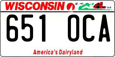 WI license plate 651OCA