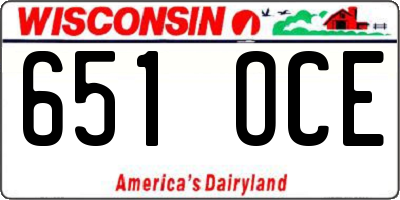 WI license plate 651OCE