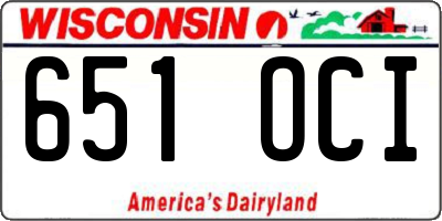 WI license plate 651OCI