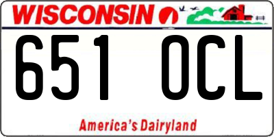 WI license plate 651OCL