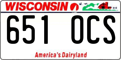 WI license plate 651OCS