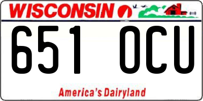 WI license plate 651OCU