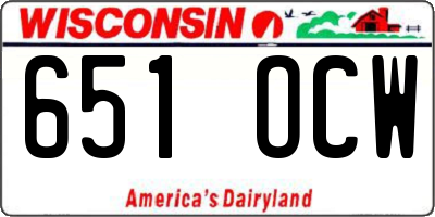 WI license plate 651OCW