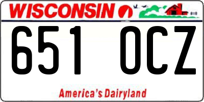 WI license plate 651OCZ