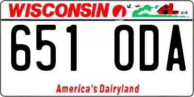 WI license plate 651ODA