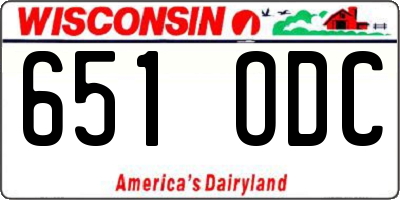 WI license plate 651ODC