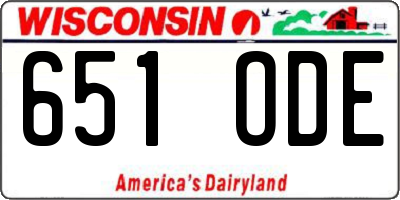 WI license plate 651ODE