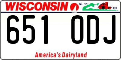 WI license plate 651ODJ