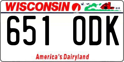 WI license plate 651ODK