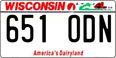 WI license plate 651ODN