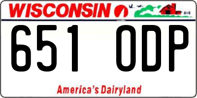 WI license plate 651ODP
