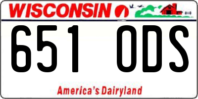 WI license plate 651ODS