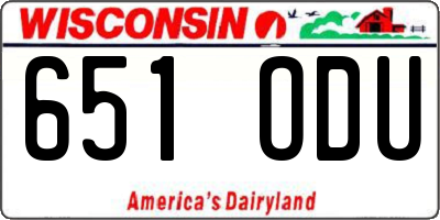 WI license plate 651ODU