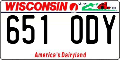 WI license plate 651ODY