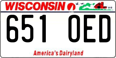 WI license plate 651OED