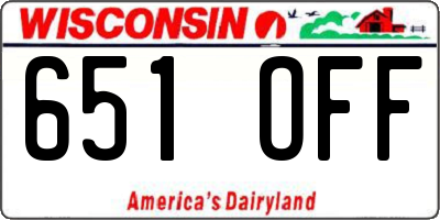 WI license plate 651OFF