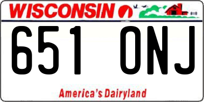 WI license plate 651ONJ