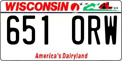 WI license plate 651ORW